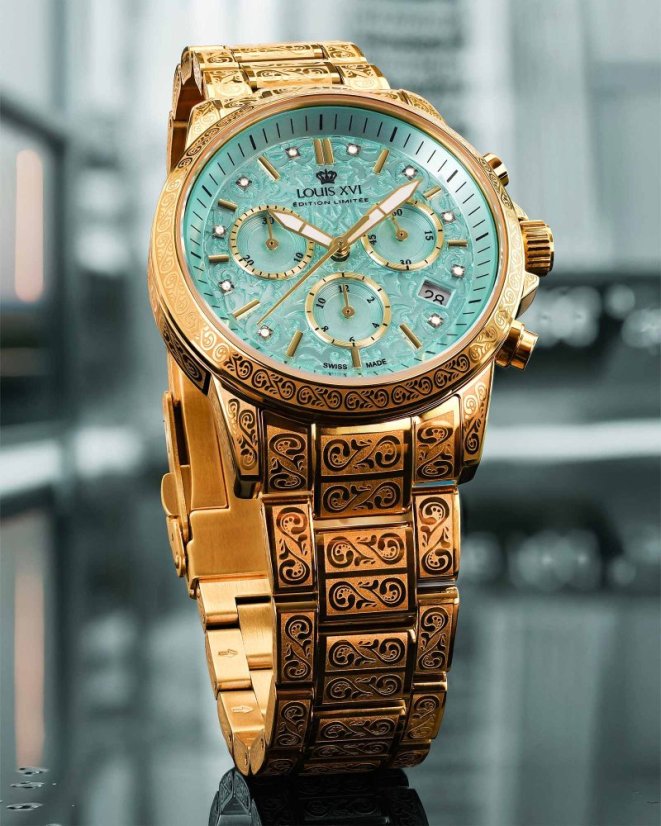 Women's gold Louis XVI watch with steel strap Palais Royale Woman With Diamond 6005 - Gold 38MM