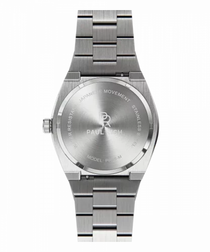 Męski srebrny zegarek Paul Rich ze stalowym paskiem Frosted Star Dust - Silver Green 45MM