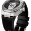 Męski srebrny zegarek Nsquare ze skórzanym paskiem SnakeQueen Silver / Blue 46MM Automatic-KOPIE