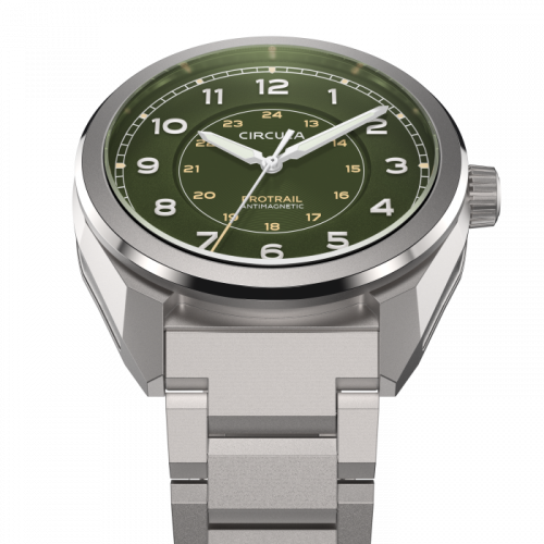 Zilverkleurig herenhorloge van Circula Watches met stalen riem ProTrail - Green 40MM Automatic