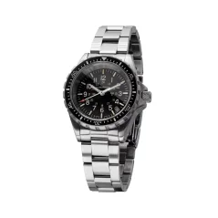 Relógio Marathon Watches prata para homens com pulseira de aço Medium Diver's Quartz 36MM