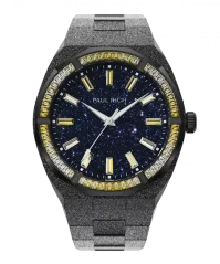 Černé pánské hodinky Paul Rich s ocelovým páskem Bumblebee Frosted Star Dust - Black 45MM Limited edition