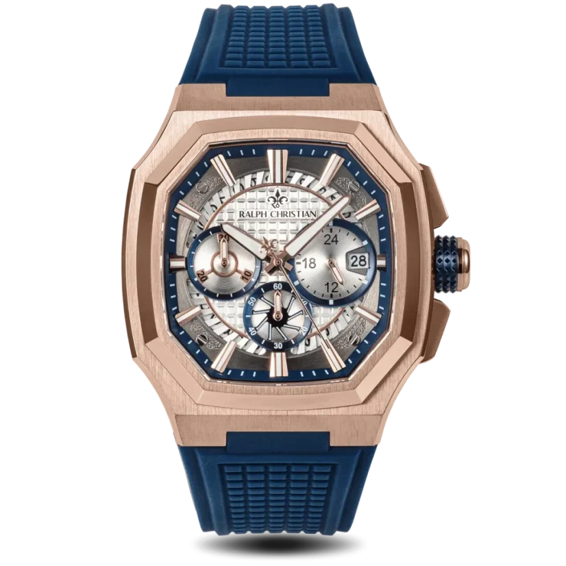 Zlaté pánské hodinky Ralph Christian s gumovým páskem The Equinox Chrono - Atlantic Crest 47MM