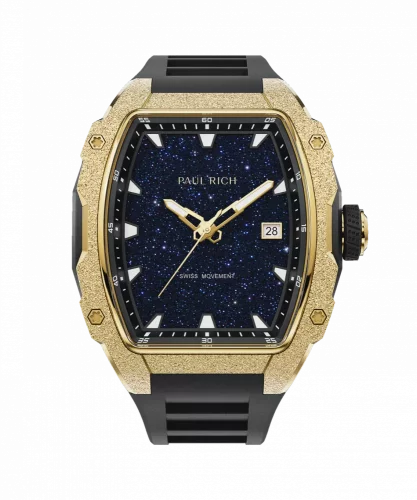 Montre homme Paul Rich Watch couleur or avec caoutchouc Frosted Astro Mason - Gold 42,5MM