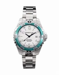 Relógio Momentum Watches prata para homens com pulseira de aço Splash White 38MM