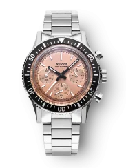 Srebrny zegarek męski Nivada Grenchen z pasem stalowym Chronoking Mecaquartz Salamon Bracelet Flat link 87043Q20 38MM