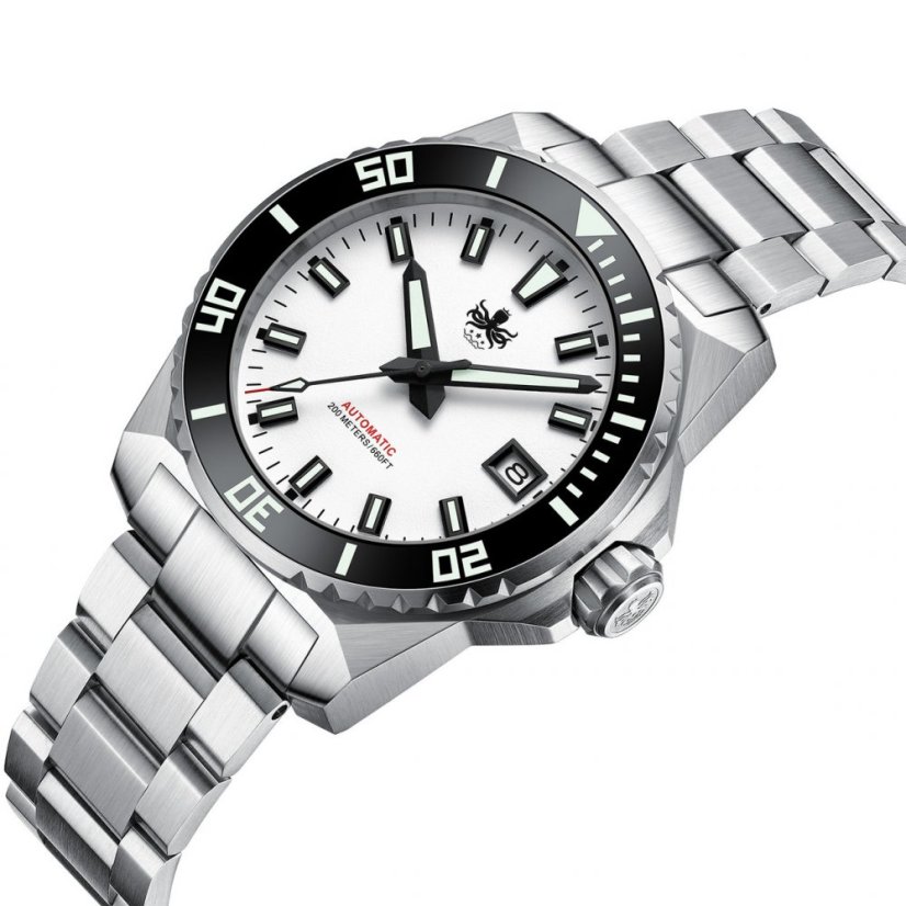 Men's silver Phoibos watch with steel strap Leviathan 200M - PY050E White Automatic 40MM