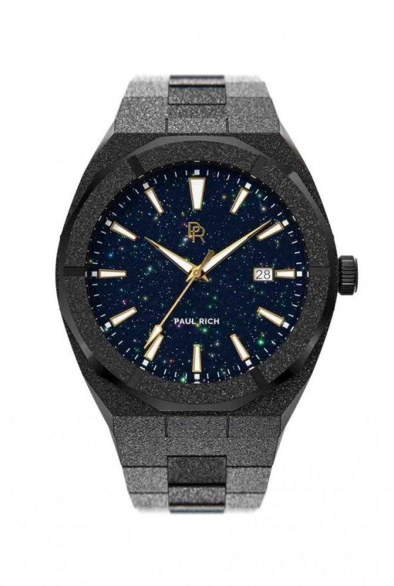 Zwart Paul Rich-herenhorloge met stalen band Star Dust Frosted - Black Automatic 45MM