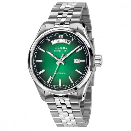 Srebrny męski zegarek Epos ze stalowym paskiem Passion 3501.142.20.93.30 41MM Automatic
