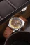 Men's silver Nivada Grenchen watch with leather strap Antarctic GMT - Tropical 32061A17 36MM Automatic