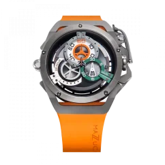 Men's Mazzucato black watch with rubber strap Rim Sport Black / Orange - 48MM Automatic