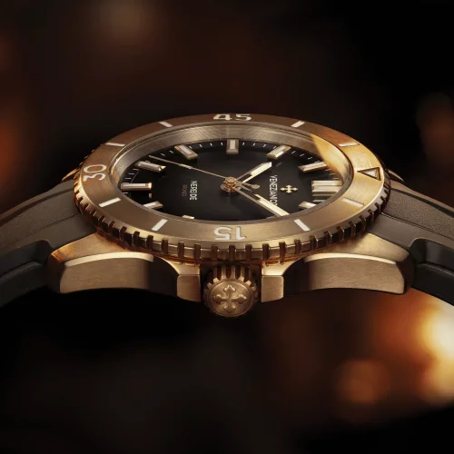 Gouden herenhorloge van Venezianico met rubberen band Nereide Bronzo 42MM Automatic