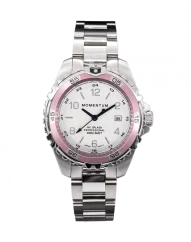 Stříbrné pánské hodinky Momentum s ocelovým páskem Splash White / Pink 38MM