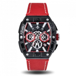 Men's black Ralph Christian Watch with a leather strap The Intrepid Chrono - Red 42,5MM