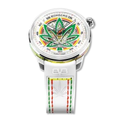 Silberne Herrenuhr Bomberg Watches mit Lederband CBD WHITE 43MM Automatic