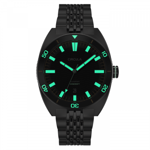 Relógio Circula Watches de prata para homem com pulseira de aço AquaSport II -  Black 40MM Automatic