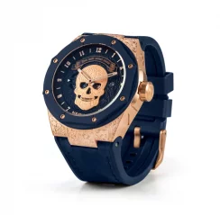 Relógio Nsquare pulseira de couro de ouro para homens The Magician Gold / Blue 46MM Automatic
