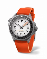 Men's silver Undone Watch with rubber strap AquaLume Orange 43MM Automatic