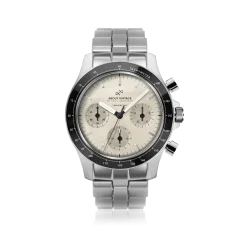 Montre About Vintage pour homme en argent avec bracelet en acier Racing Chronograph 1960 40MM