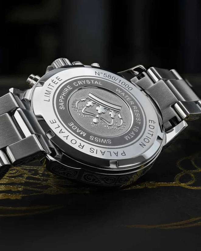 Stříbrné pánské hodinky Louis XVI s ocelovým páskem Palais Royale With Diamond 1823 - Silver 43MM
