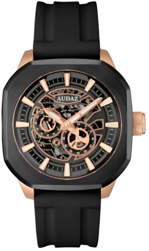 Miesten musta Audaz Watches - kello kuminauhalla Maverick ADZ 3060-04 - Automatic 43MM