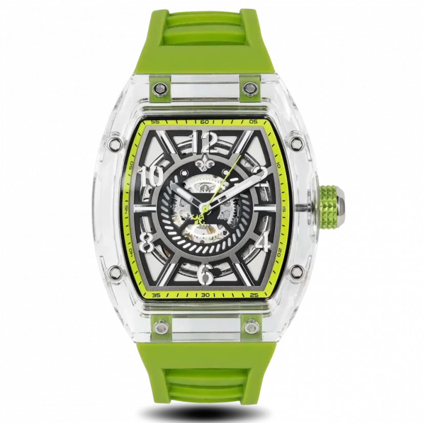 Men's silver Ralph Christian watch with a rubber band The Ghost - Acid Green Automatic 43MM