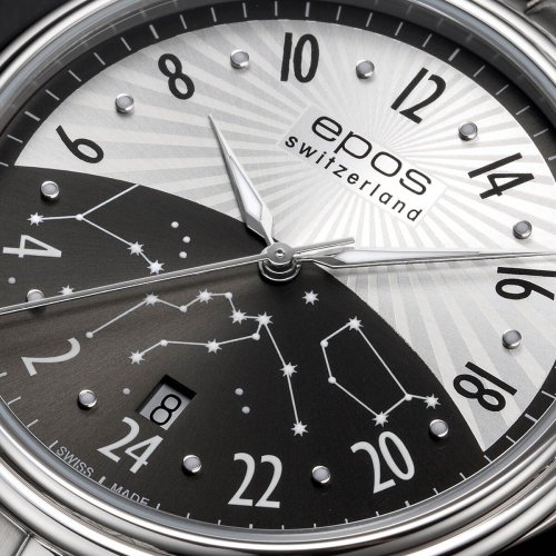 Relógio masculino Epos prateado com pulseira de aço Emotion 24H 3390.302.20.38.30 41MM Automatic