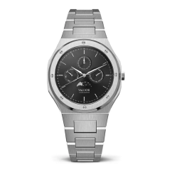 Men's silver Valuchi watch with steel strap Lunar Calendar - Silver Black Automatic 40MM