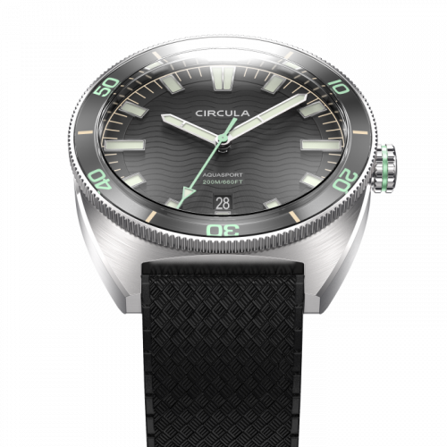 Muški srebrni sat Circula Watches s gumicom AquaSport II - Black 40MM Automatic