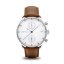 Reloj About Vintage plateado para hombre con cinturón de cuero genuino Chronograph Steel / White 1815 41MM