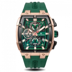 Men's gold Ralph Christian watch with a rubber band The Polaris Chrono - Gold / Hunter Green 42,5MM