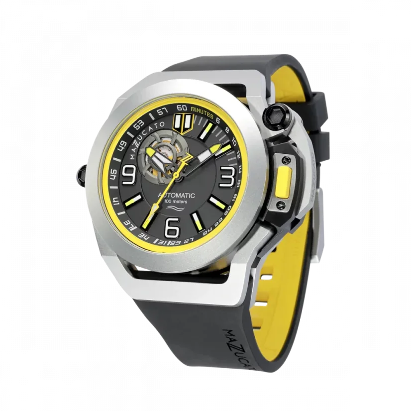 Men's Mazzucato black watch with rubber strap RIM Scuba Black / Yellow - 48MM Automatic