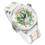 Srebrny zegarek męski Bomberg Watches ze skórzanym paskiem CBD WHITE 43MM Automatic
