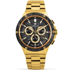 Montre Louis XVI pour homme de couleur or avec bracelet en acier Frosted Le Monarque 1211 - Gold 42MM