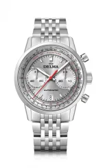 Zilverkleurig herenhorloge van Delma Watches met stalen riem band Continental Pulsometer Silver 42MM Automatic