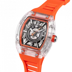Men's silver Ralph Christian watch with a rubber band The Ghost - Neon Orange Automatic 43MM