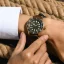 Goudkleurig herenhorloge Aquatico Watches met leren band Bronze Sea Star Military Green Automatic 42MM