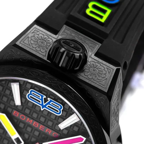 Relógio Bomberg Watches preto para homem com elástico CHROMA NOIRE 43MM Automatic