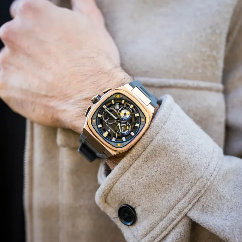 Men's gold Ralph Christian watch with a rubber band The Legacy Chrono - Graphite Eclipse 42,5MM