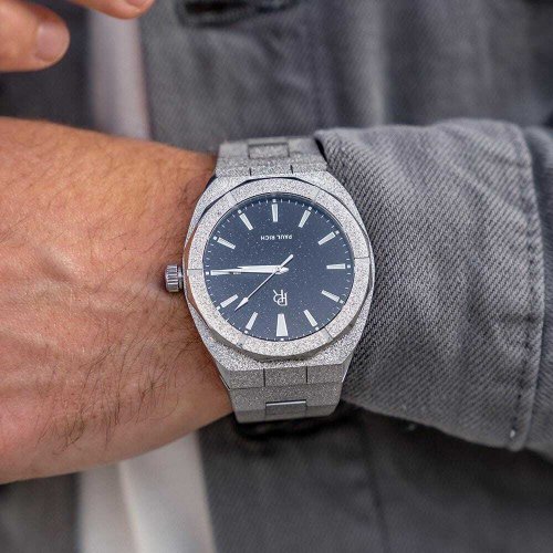 Strieborné pánske hodinky Paul Rich s oceľovým pásikom Star Dust Frosted - Silver Automatic 45MM