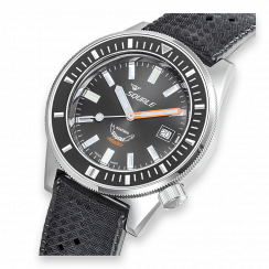 Stříbrné pánské hodinky Squale s gumovým páskem Matic Grey Rubber - Silver 44MM Automatic