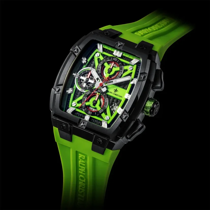 Men's black Ralph Christian watch with a rubber band The