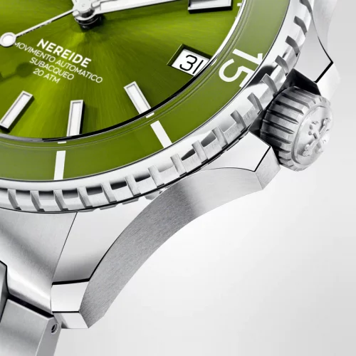 Men's Venezianico silver watch with steel strap Nereide 3121501C Green 39MM Automatic
