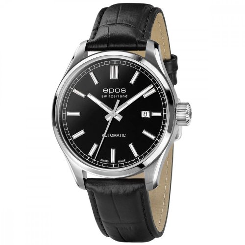 Stříbrné pánské hodinky Epos s koženým páskem Passion 3501.132.20.15.25 41MM Automatic