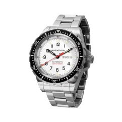 Men's silver Marathon watch with steel strap Arctic Edition Jumbo Day/Date Automatic 46MM