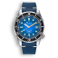 Miesten hopeinen Squale -kello nahkarannekkeella 1521 Blue Ray Leather - Silver 42MM Automatic