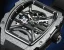 Relógio de homem Paul Rich Watch prateado com bracelete de borracha Frosted Astro Skeleton Lunar - Silver / Blue 42,5MM Automatic