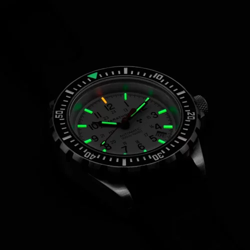 Relógio Marathon Watches prata para homens com pulseira de aço Arctic Edition Large Diver's 41MM Automatic
