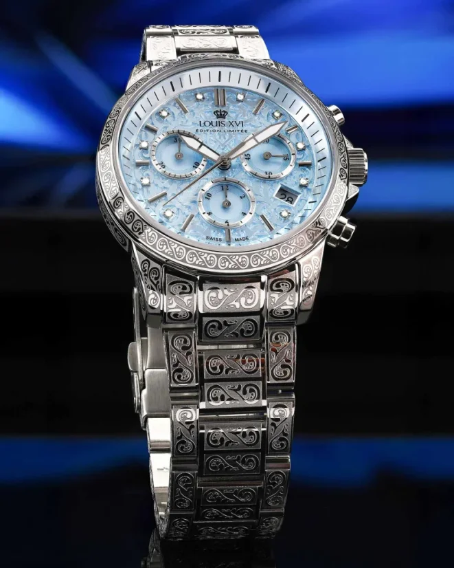 Stříbrné dámské hodinky Louis XVI s ocelovým páskem Palais Royale Woman With Diamond 6023 - Silver 38MM