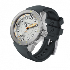 Zilverkleurig herenhorloge van Circula Watches met een rubberen band DiveSport Titan - Grey / Hardened Titanium 42MM Automatic